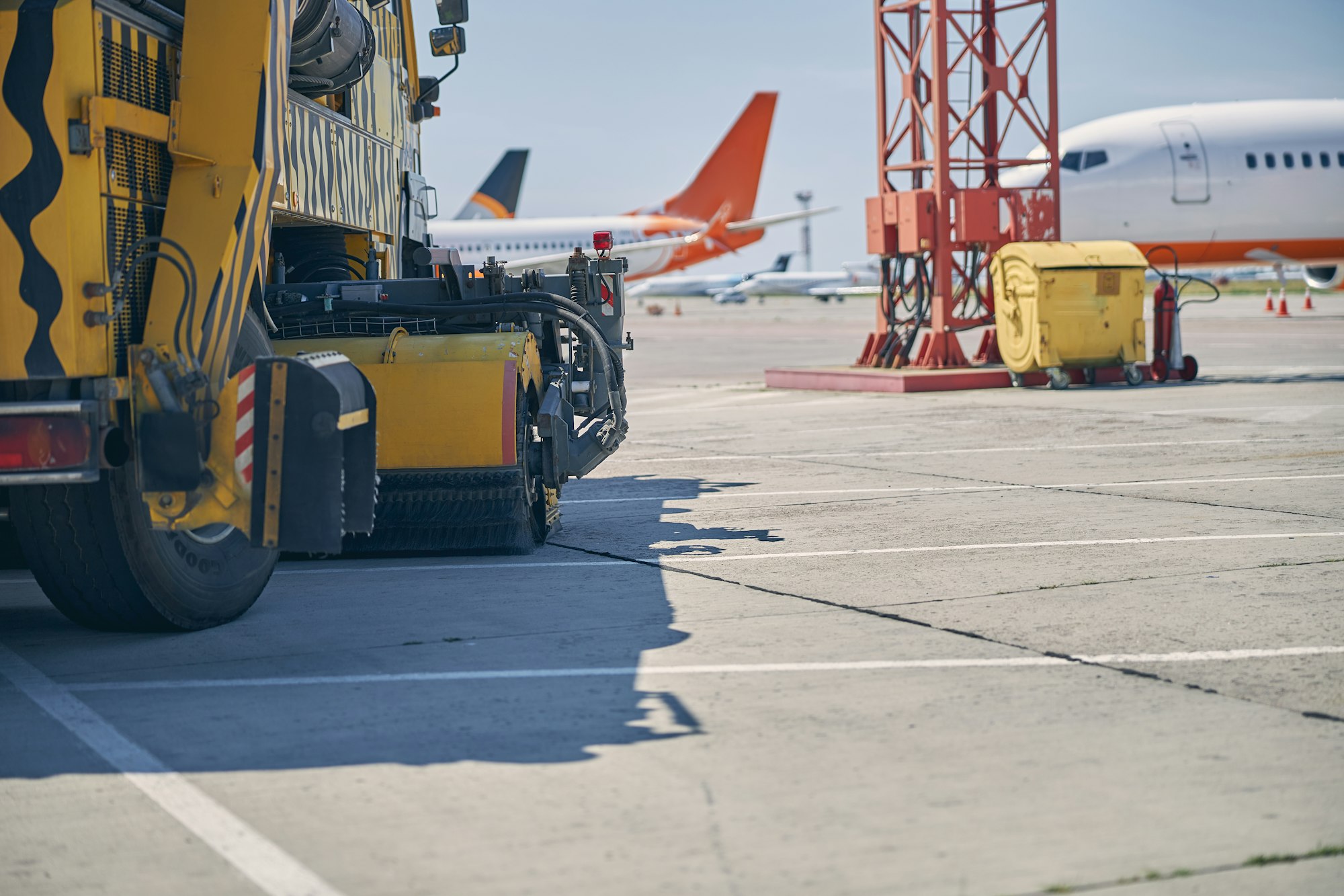 Silhouette of aircrafts being ready for exploitation